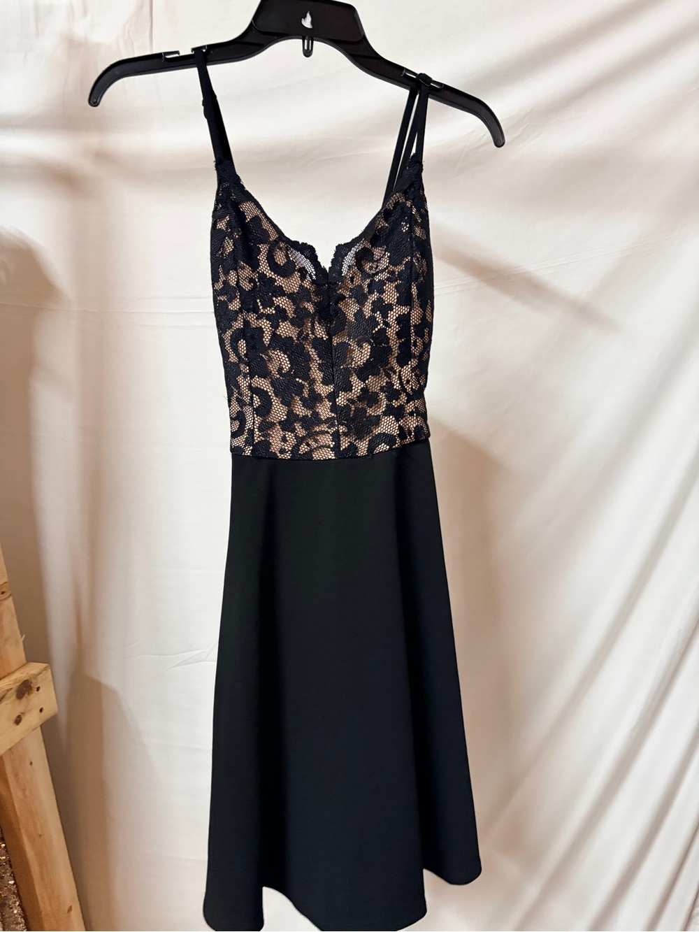Lace Bodice Black Slip Dress